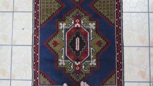 Exquisite Hand Knotted Balouch Rug Geometric Pattern With Tasseled Borders 150 x 100 cm