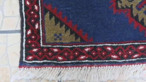 Exquisite Hand Knotted Balouch Rug Geometric Pattern With Tasseled Borders 150 x 100 cm