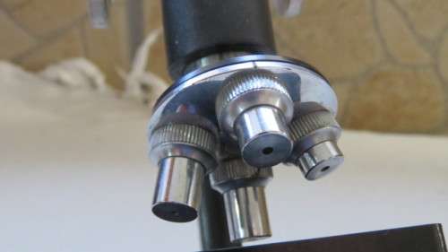 Vintage SNS Mini Microscope 50X 100X 200X 300X in Wooden Box Made in Japan 19 x 6,5 cm SOLD AS IS