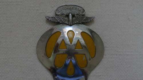Wonderful Vintage Chrome Afrikaans Suid-Afrika AA Badge No. AO 2613 14 x 9,5 cm