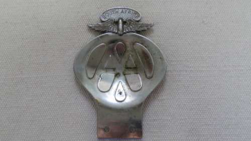 Wonderful Vintage Chrome Afrikaans Suid-Afrika AA Badge No. AO 2613 14 x 9,5 cm