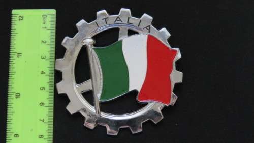 Vintage Circular `Italia` Italian Flag Metal Emblem Badge D: 8cm
