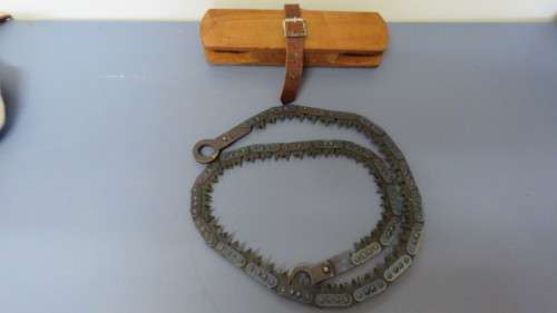 Vintage Disston & Sons 1941 Folding Chain-Linked Military Hand-Saw With Handles/Tools/Holder 160 cm