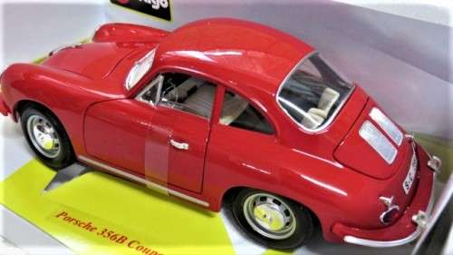 Boxed Burago Gold Collezione Die Cast Red Porsche 356B Coupe (1961) Scale 1:18 L: 23 cm