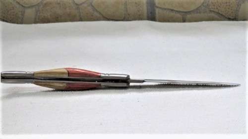 Wonderful Vintage `Laguiole` 440 Folding Knife With Corkscew Two Tone Wood Handle L: 22 cm