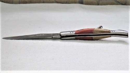 Wonderful Vintage `Laguiole` 440 Folding Knife With Corkscew Two Tone Wood Handle L: 22 cm