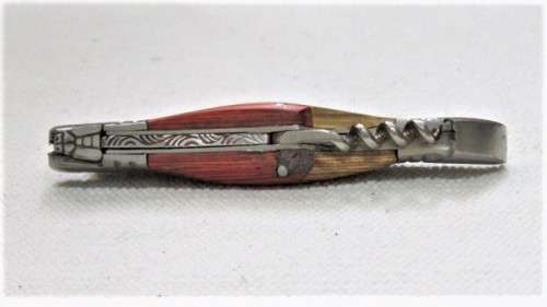 Wonderful Vintage `Laguiole` 440 Folding Knife With Corkscew Two Tone Wood Handle L: 22 cm