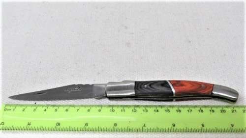 Fantastic Vintage `Laguiole` Folding Knife Two Tone Ochre/Brown Wood Handle L: 21 cm