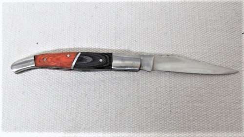 Fantastic Vintage `Laguiole` Folding Knife Two Tone Ochre/Brown Wood Handle L: 21 cm