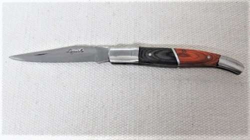 Fantastic Vintage `Laguiole` Folding Knife Two Tone Ochre/Brown Wood Handle L: 21 cm