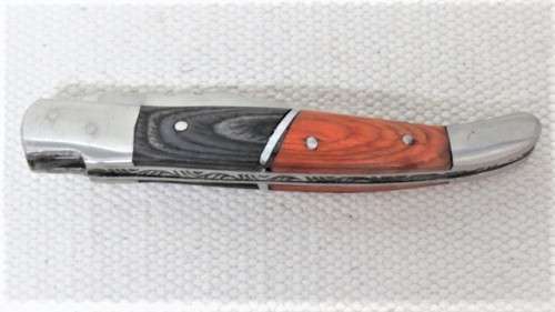 Fantastic Vintage `Laguiole` Folding Knife Two Tone Ochre/Brown Wood Handle L: 21 cm