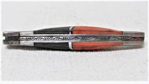 Fantastic Vintage `Laguiole` Folding Knife Two Tone Ochre/Brown Wood Handle L: 21 cm