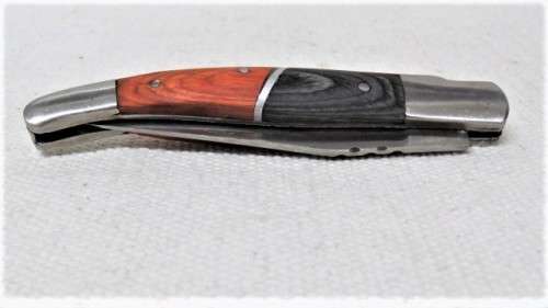 Fantastic Vintage `Laguiole` Folding Knife Two Tone Ochre/Brown Wood Handle L: 21 cm