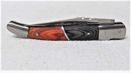 Fantastic Vintage `Laguiole` Folding Knife Two Tone Ochre/Brown Wood Handle L: 21 cm