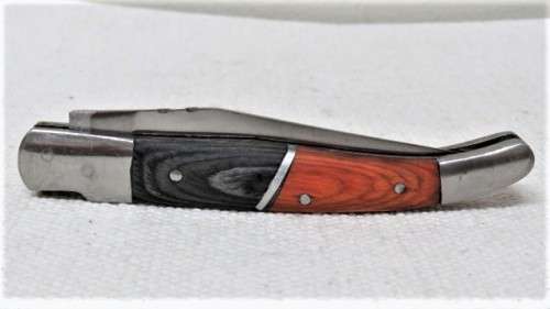 Fantastic Vintage `Laguiole` Folding Knife Two Tone Ochre/Brown Wood Handle L: 21 cm