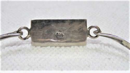 Fabulous Vintage Sterling Silver Hinged Bangle With Mother of Pearl Inlay 65 x 52 mm (10.5 g)