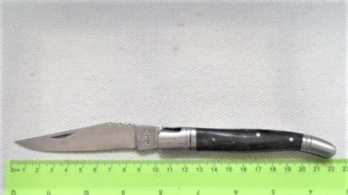 Fabulous Vintage `Laguiole 440` Folding Knife With Black Resin Handle L: 220 mm