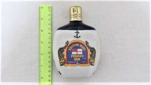 Fabulous Vintage 200ml British Navy Pusser`s Rum Hand Cast Porcelain Hip Flask (Empty) H: 150 mm
