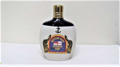 Fabulous Vintage 200ml British Navy Pusser`s Rum Hand Cast Porcelain Hip Flask (Empty) H: 150 mm