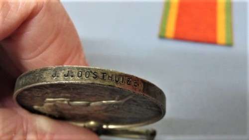 Four WW II Silver Africa Service Medals Issued to Various People Details in Description 136.9 g