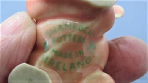 Vintage 1956-61 Wade (Ulster) Shamrock Pottery `Never Again!` & `Oh, My Head!` Small Pink Elephants