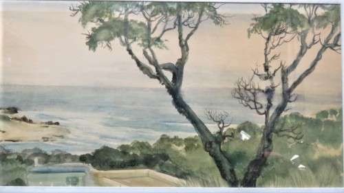 Gorgeous Vintage Framed Watercolour Landscape/Seascape Signed FA McKenzie 1974 70,5 x 38 cm