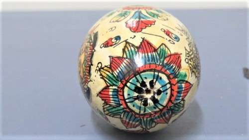 Stunning Vintage Wooden Egg With Hand Painted Eastern Figures/Floral Decoration 67 x 45 mm