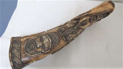 Stunning Vintage (Possibly 1920`s) Ashanti African Hand Carved Bone Leg H: 38 cm