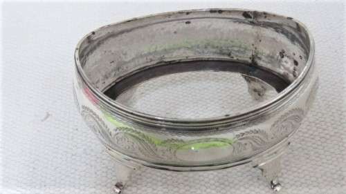 Antique Hallmarked London Elizabeth Morley George III 1811 Silver Salt Pot Blue Glass Inner (63 g)