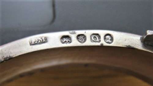 Antique Hallmarked London Elizabeth Morley George III 1811 Silver Salt Pot Blue Glass Inner (63 g)