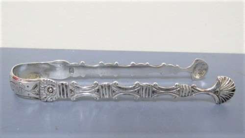 Antique Hallmarked Georgian Silver Sugar Tongs (Possibly London 1761) L: 135 mm (41 g)