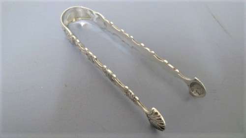 Antique Hallmarked Georgian Silver Sugar Tongs (Possibly London 1761) L: 135 mm (41 g)