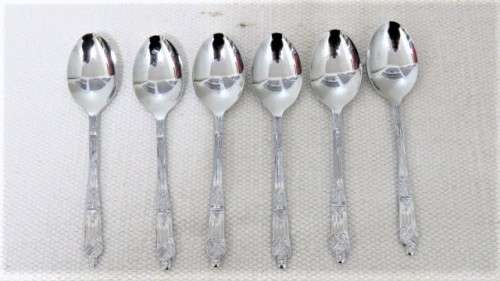 Boxed Set of Six Vintage Billam Sheffield England Triple Chromium Plated Apostle Teaspoons