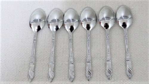 Boxed Set of Six Vintage Billam Sheffield England Triple Chromium Plated Apostle Teaspoons