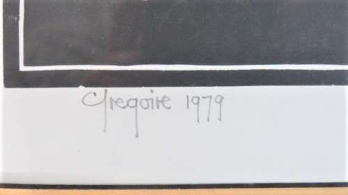 Framed SA Artist Gregoire Boonzaier (1909 - 2005) `Bushveld` Linocut Signed & Dated 47 x 56,5 cm