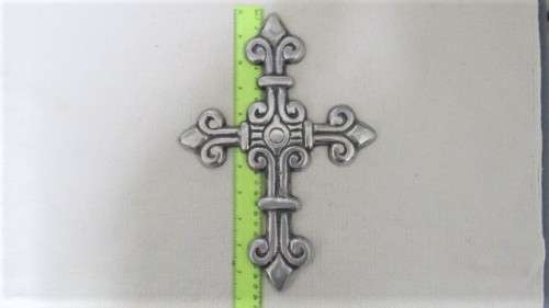 Two Lovely Vintage Ornate Crosses Wall Hanging Decor, One Pewter, One Iron See Description