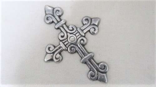 Two Lovely Vintage Ornate Crosses Wall Hanging Decor, One Pewter, One Iron See Description