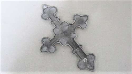 Two Lovely Vintage Ornate Crosses Wall Hanging Decor, One Pewter, One Iron See Description