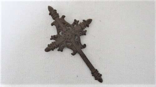 Two Lovely Vintage Ornate Crosses Wall Hanging Decor, One Pewter, One Iron See Description