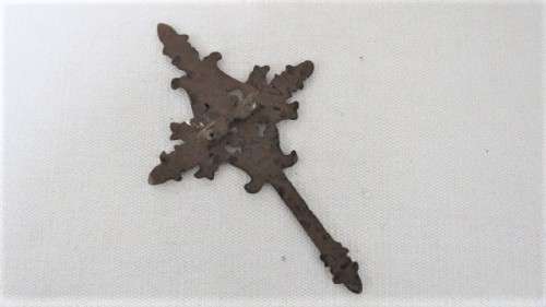 Two Lovely Vintage Ornate Crosses Wall Hanging Decor, One Pewter, One Iron See Description