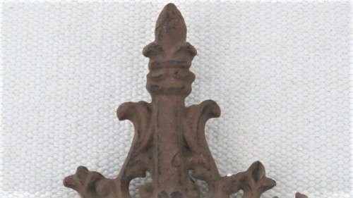 Two Lovely Vintage Ornate Crosses Wall Hanging Decor, One Pewter, One Iron See Description