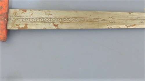 Two Vintage Handmade Saharan Taureg Takouba Swords With Leather Scabbards SOLD AS IS 92 cm