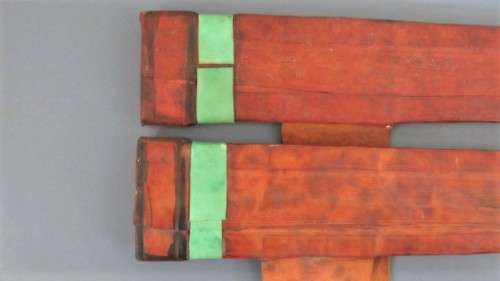 Two Vintage Handmade Saharan Taureg Takouba Swords With Leather Scabbards SOLD AS IS 92 cm