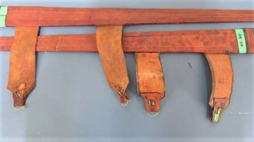 Two Vintage Handmade Saharan Taureg Takouba Swords With Leather Scabbards SOLD AS IS 92 cm