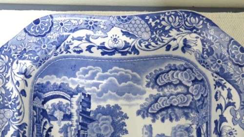 Stunning Vintage 1970s Spode Blue & White Italian Design Square Serving Bowl 23,5 x 6 cm