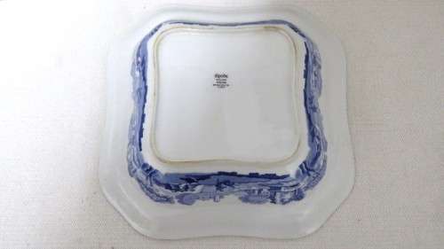 Stunning Vintage 1970s Spode Blue & White Italian Design Square Serving Bowl 23,5 x 6 cm