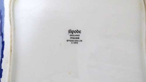 Stunning Vintage 1970s Spode Blue & White Italian Design Square Serving Bowl 23,5 x 6 cm