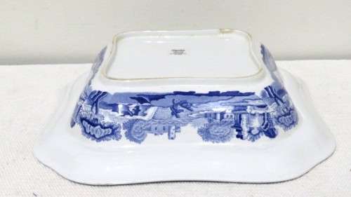 Stunning Vintage 1970s Spode Blue & White Italian Design Square Serving Bowl 23,5 x 6 cm