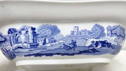 Stunning Vintage 1970s Spode Blue & White Italian Design Square Serving Bowl 23,5 x 6 cm