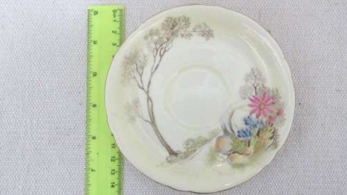 Beautiful Vintage Shelley Fine Bone China Trio Hand Painted Tree And Flower Decoration